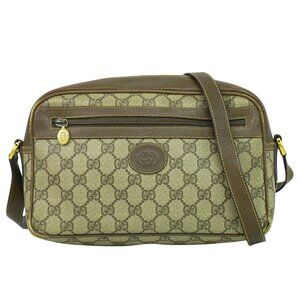 GUCCI GG Supreme Canvas Shoulder Crossbody Bag Beige Brown Gold